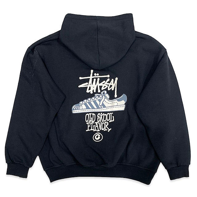 希少■STUSSY (ステューシー) 90s ヴィンテージ アメリカ製 紺タグ OLD SKOOL FLAVOR スーパースター スニーカー スウェット パーカー 黒 L_画像2