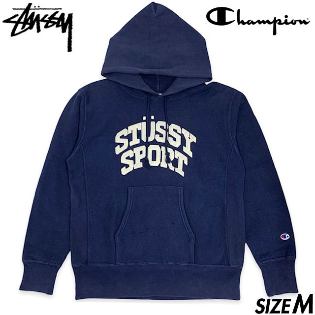 希少 STUSSY × champion リバースウィーブ フーディー-