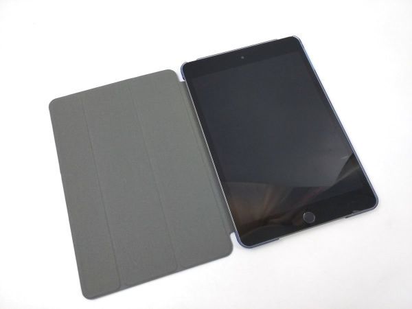 iPad mini4用 カバー PUレザー+ハードケース スタンド 三折 薄型 ブルー_画像3