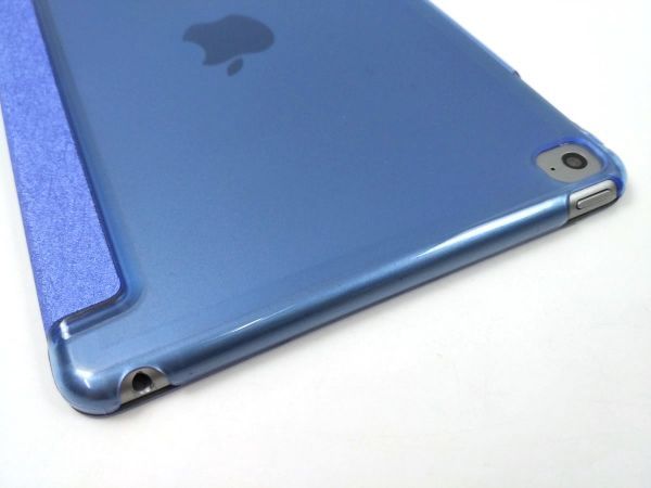 iPad mini4用 カバー PUレザー+ハードケース スタンド 三折 薄型 ブルー_画像6