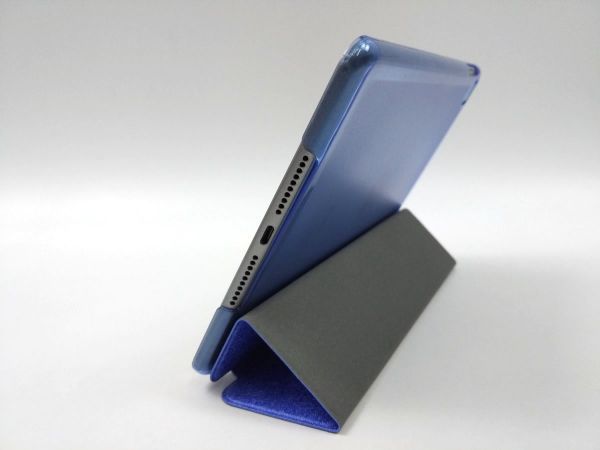 iPad mini4用 カバー PUレザー+ハードケース スタンド 三折 薄型 ブルー_画像5