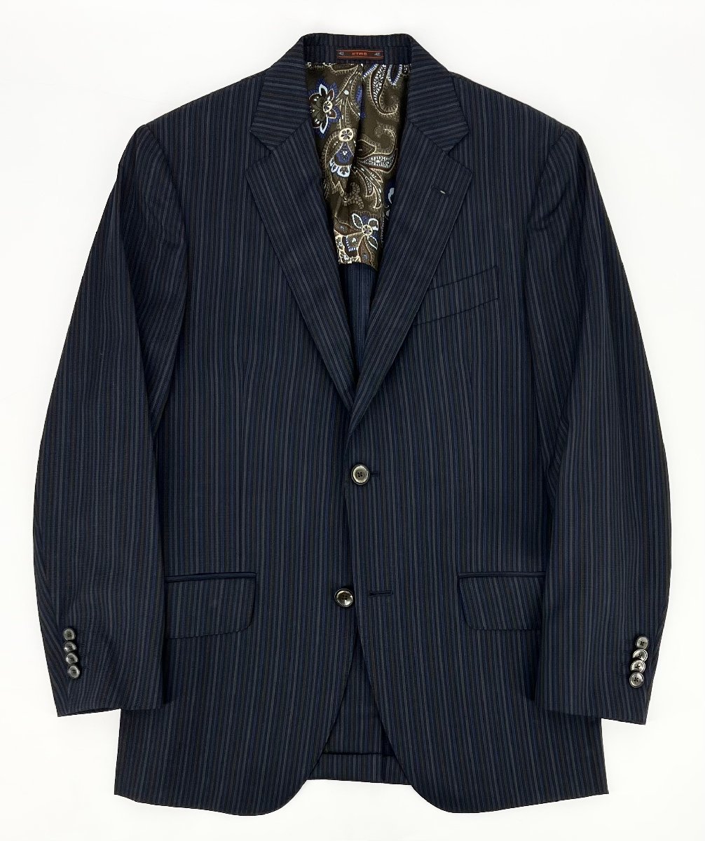 ETRO エトロ ストライプ シルク ウール シングル 2B ジャケット