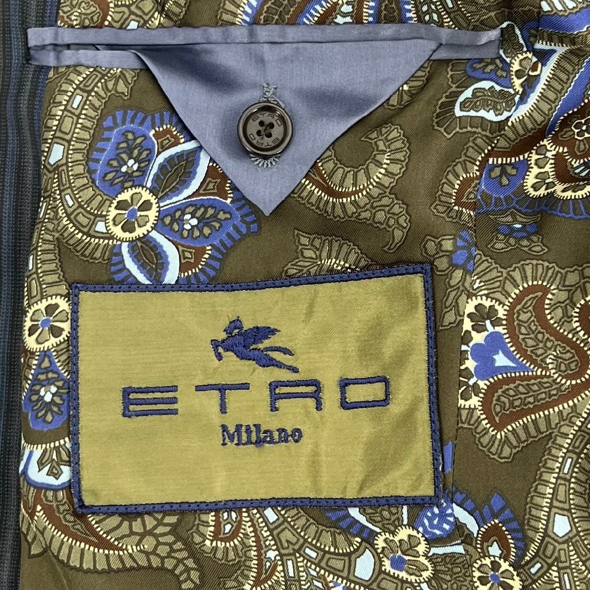 ETRO エトロ ストライプ シルク ウール シングル 2B ジャケット