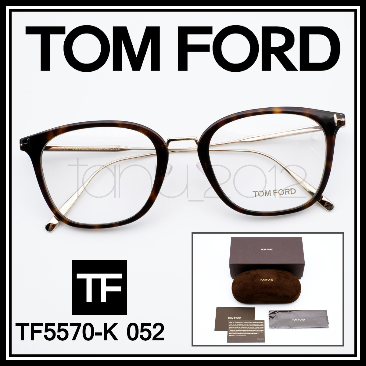 ★新品本物！TOMFORD TF5570-K 052 べっ甲柄/ゴールド コンビネーションフレーム ウェリントン トムフォード ロンハーマン 高級メガネ LEON_画像1