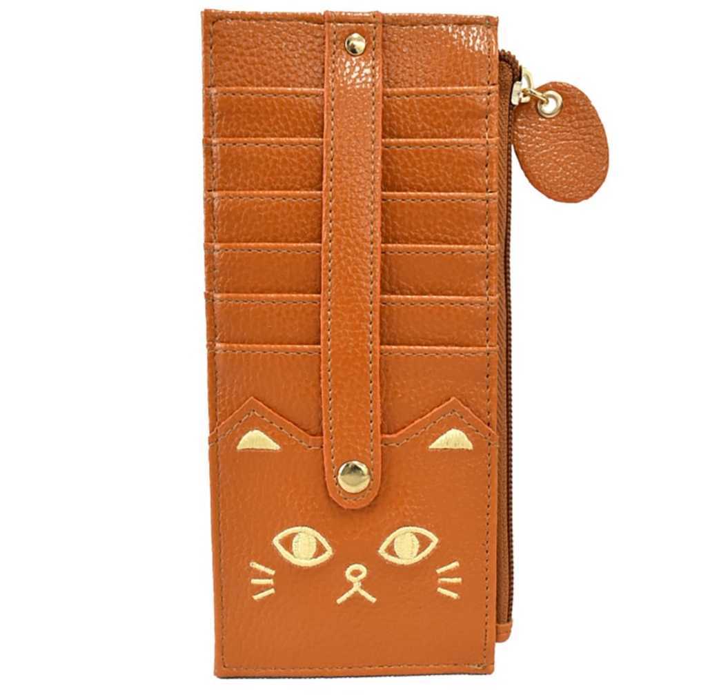新品猫柄モチーフカードケース長財布カード収納薄型ねこグッズホワイトデープレゼント