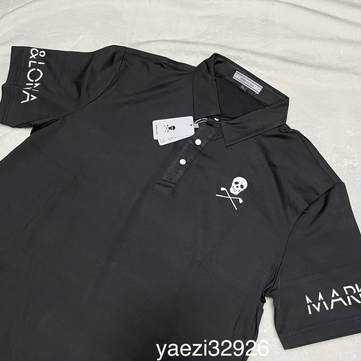 MARK&LONA マーク&ロナ ゴルフ半袖ポロシャツ ブラック XL スカル 