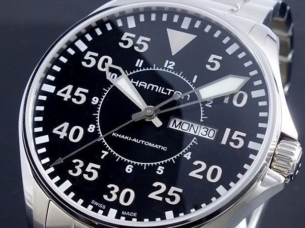 年末のプロモーション 素晴らしい価格 ハミルトン HAMILTON カーキ パイロット H64715135 腕時計 ブラック