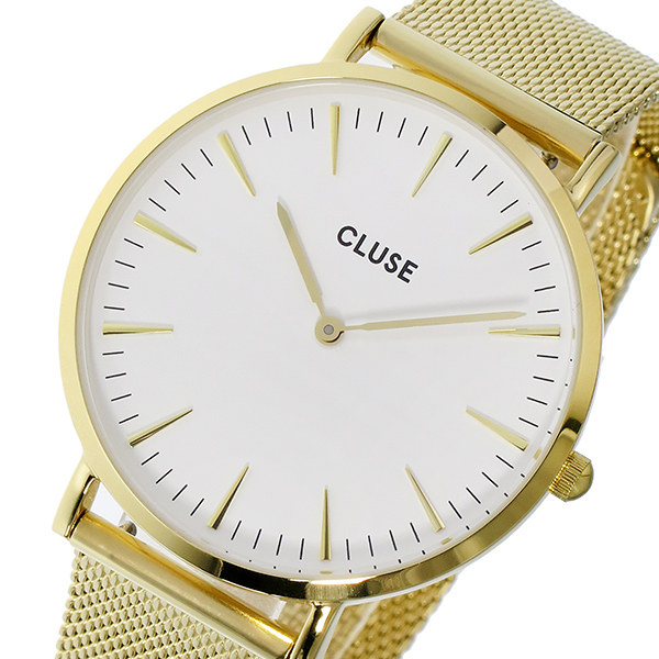 クルース CLUSE ラ・ボエーム メッシュベルト 38mm レディース 腕時計 CL18109 ゴールド/ホワイト ホワイト