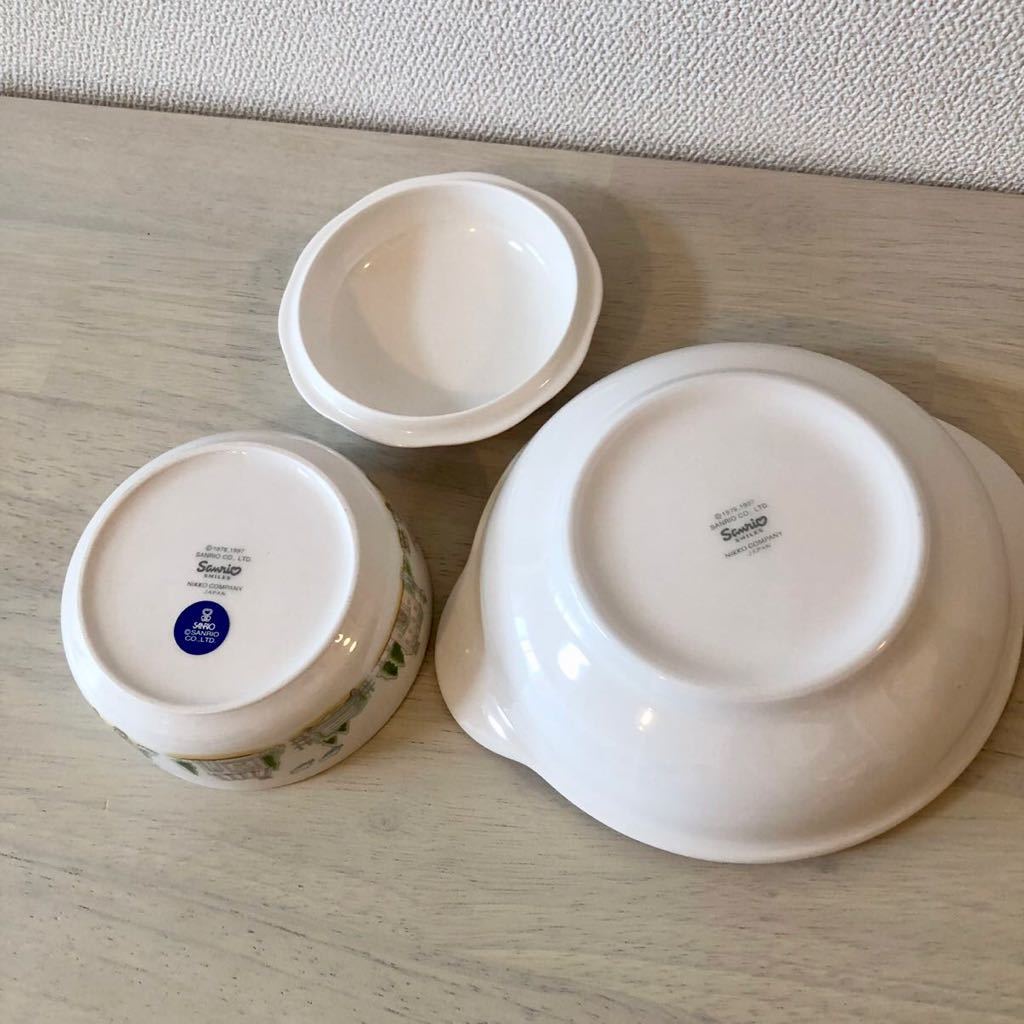 * Hello Kitty *NIKKO sugar pot soup plate 2 point set hardness ceramics tableware made in Japan 1997 year Sanrio case 