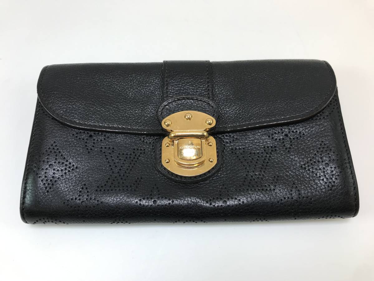 【LOUIS VUITTON】ルイヴィトン『マヒナ ポルトフォイユ イリス』ノワール M58163 金金具 二つ折り長財布 黒 ♯158356-53_画像1