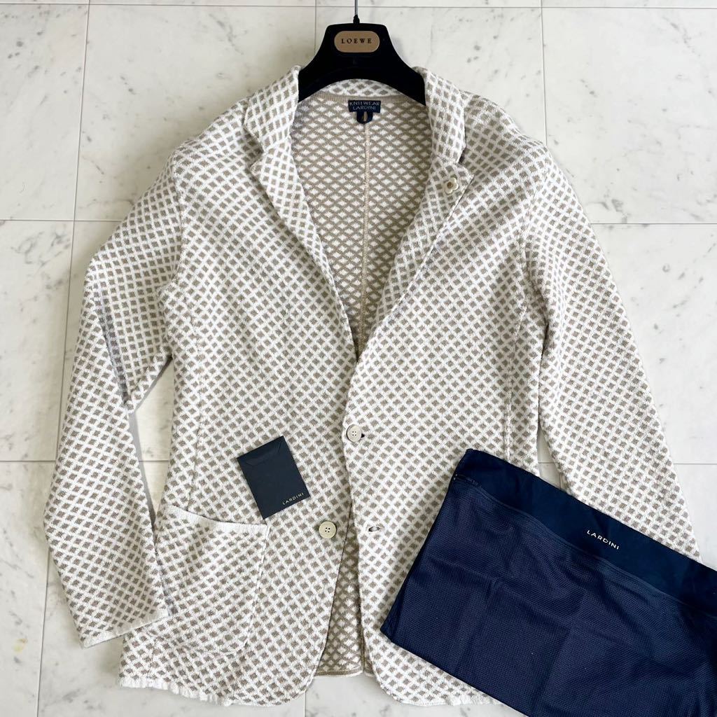 LARDINI:ラルディーニ》美品 ニット テーラードジャケット(M)ダイヤ
