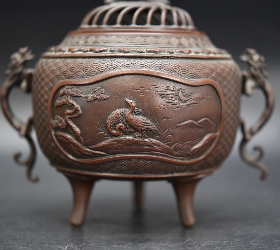 豊富な】 ヤフオク! - 米田秀保 龍耳三足香炉 獅子摘 / 高岡銅器 鋳銅