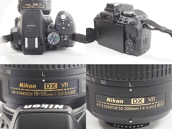 富士屋◆1円Start◆ニコン D5300 デジタル 一眼レフカメラ 18-55 VR Ⅱ Kit ニコン レンズ AF-S DX NIKKOR 55-200mm 1:4-5.6G ED VR Ⅱ set_画像5