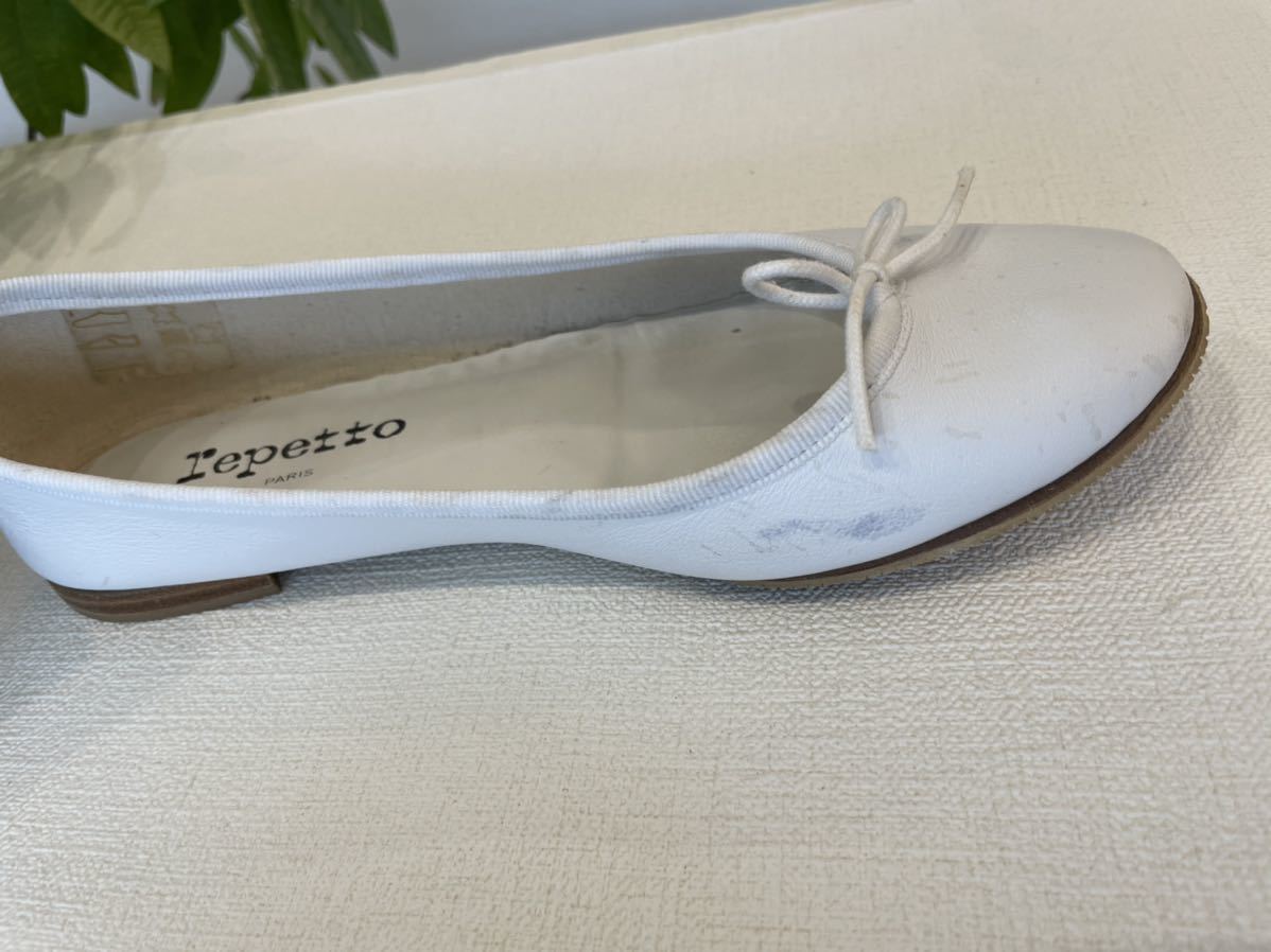 ◇repetto（レペット）　Cendrillon Ballerinas（バレリーナシューズ）　ヒール高1cm 　白　ホワイト　37サイズ（23.0cm）　送料無料◇