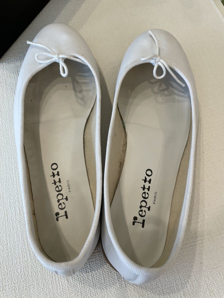 ◇repetto（レペット）　Cendrillon Ballerinas（バレリーナシューズ）　ヒール高1cm 　白　ホワイト　37サイズ（23.0cm）　送料無料◇