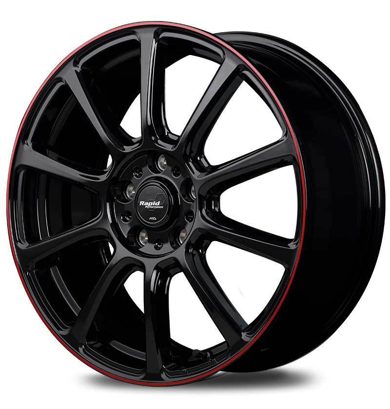 Rapid Performance/ZX10 インプレッサ GH6.7 アルミホイール 1本 【17×7.0J 5-100 INSET50 ブラック＋リムレッドライン】