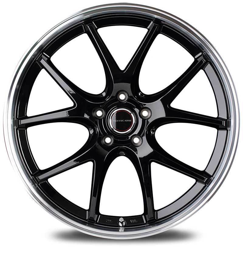 VERTEC ONE/EXE5 ギャランフォルティス(スポーツバック含む) CX4A/CY4A ホイール 1本【17×7.0J 5-114.3 INSET48 グロッシーBK/リムPO】_画像3