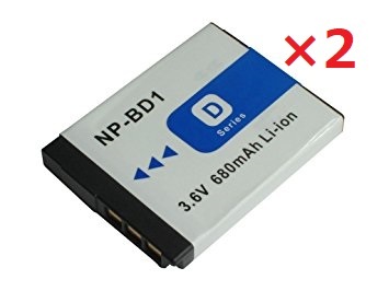 送料無料 2個セット SONY ソニー NP-BD1 NP-FD1 互換バッテリー 電池 680mAh DSC-T2/ DSC-G3 互換品_画像1
