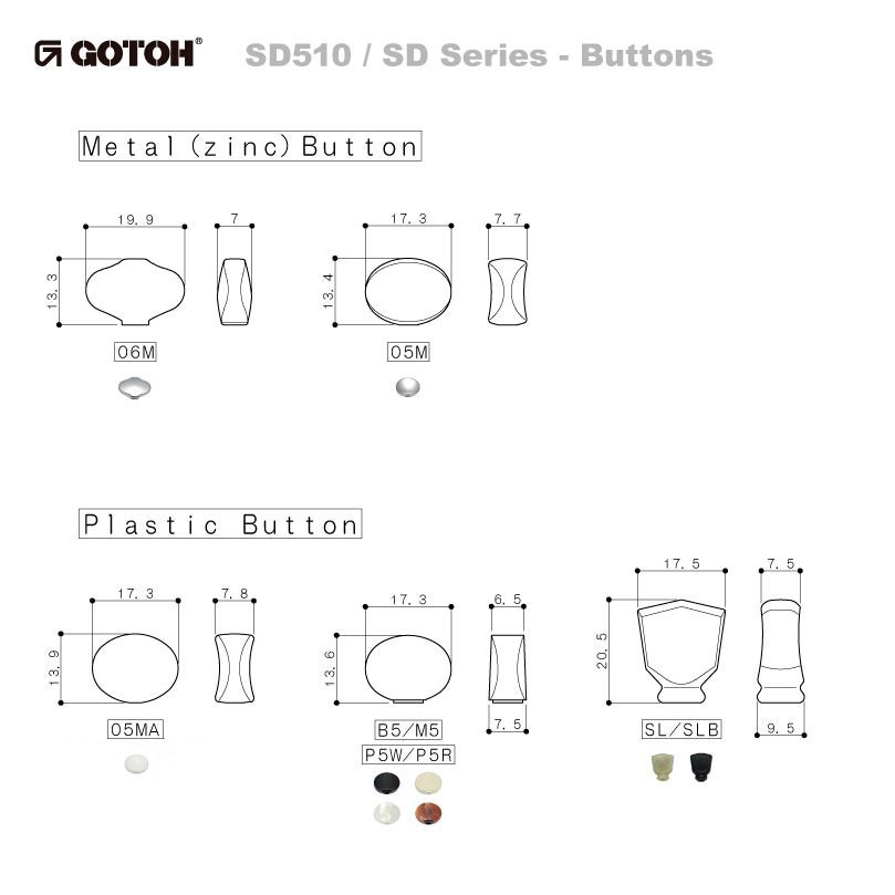 GOTOH SD90-05M-N 両側メタルボタン/ニッケルフィニッシュ (宅配便A)_画像6