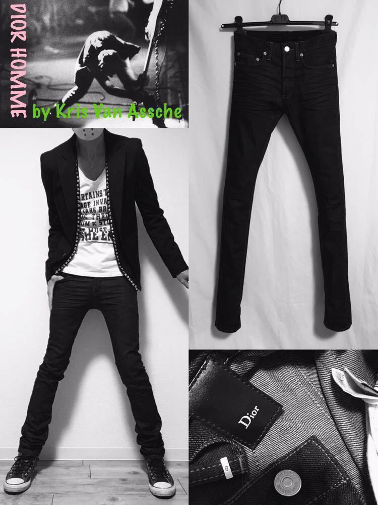 正規 DIOR HOMME 08FW Dark Indigo coating skinny ディオールオム 