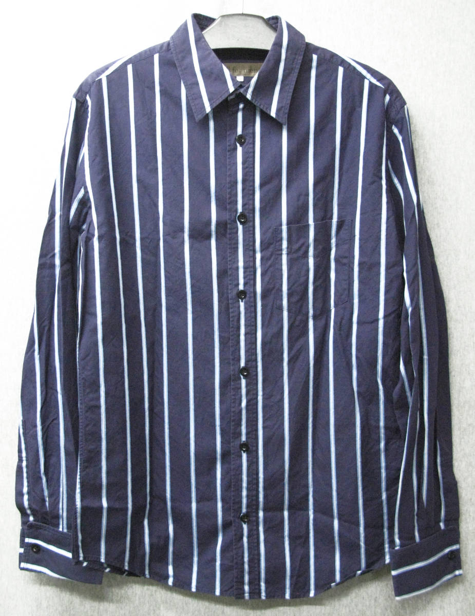 公式の  ワイズ Navy 4 Shirt Striped Yamamoto Yohji Men for Y's ヨウジヤマモト （ 4 シャツ 長袖 フォーメン：カフスボタン対応 長袖シャツ