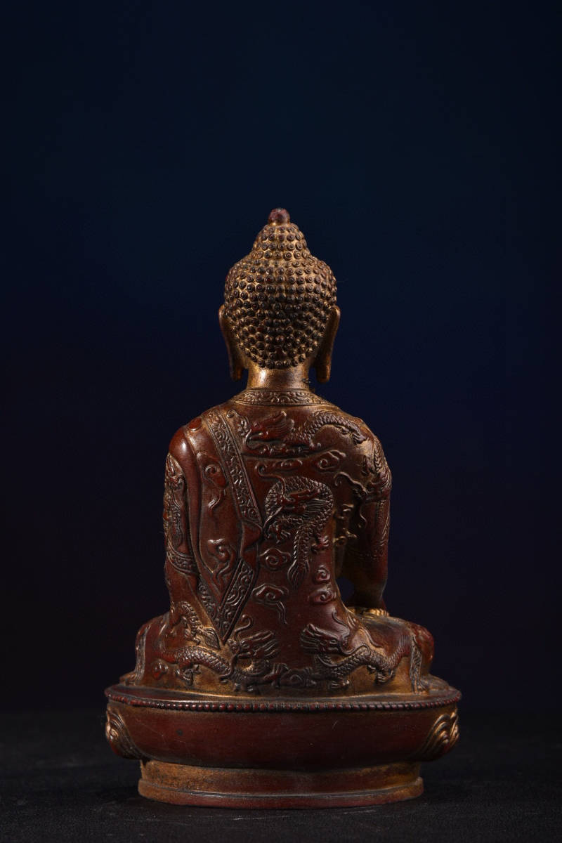 蔵友館蔵品 銅製 泥金 釋迦牟尼仏像 珍品 置物 賞物 中国時代美術 