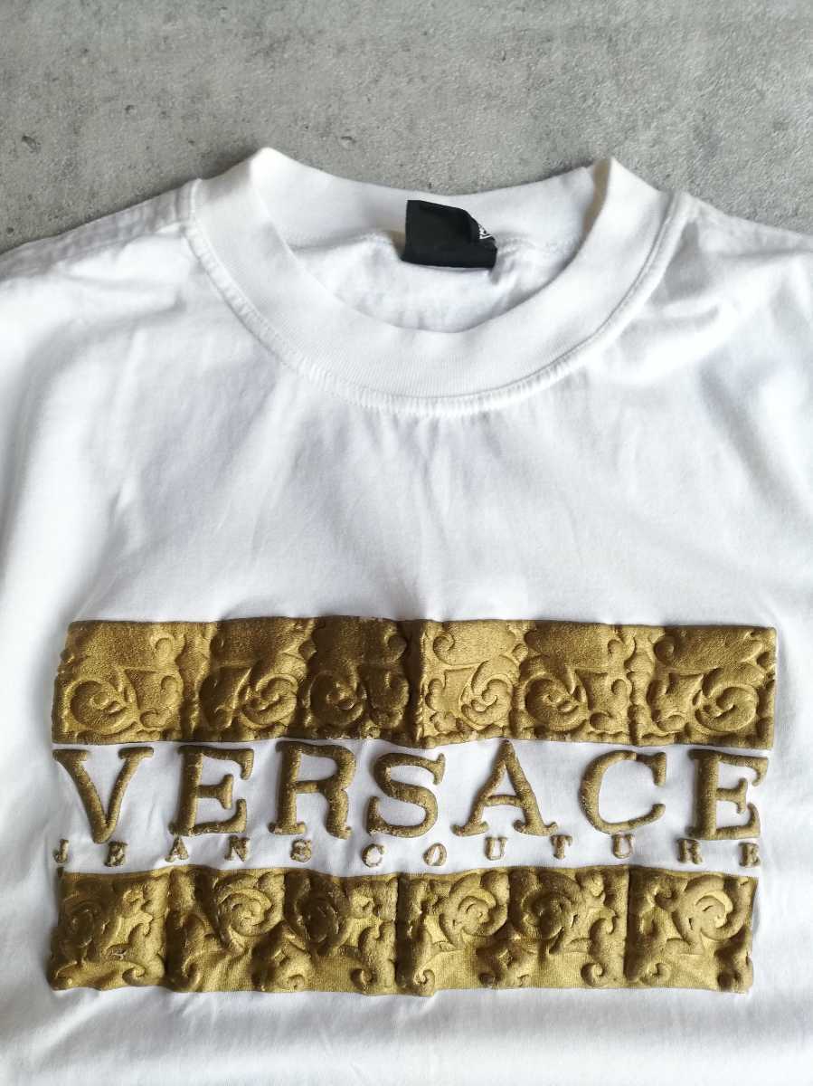 90s VERSACE Tシャツ ヴィンテージ L ヴェルサーチ レア 白 金