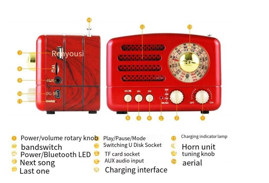 送料無料　未使用品 Coffee　ポータブル bluetooth スピーカー　レトロ　ヴィンテージ　ラジオ am fm sw ワイヤレス bluetooth_画像8