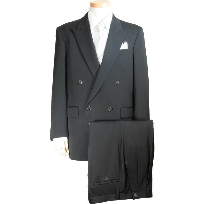 ファッションなデザイン AB3 紳士 67100 カシミヤブレンド 日本製 スーツ フォーマル ブラック ダブル ブラックスーツ