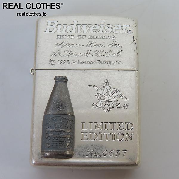 ZIPPO/ジッポー バドワイザー メタル貼り アンティークシルバー アルミ