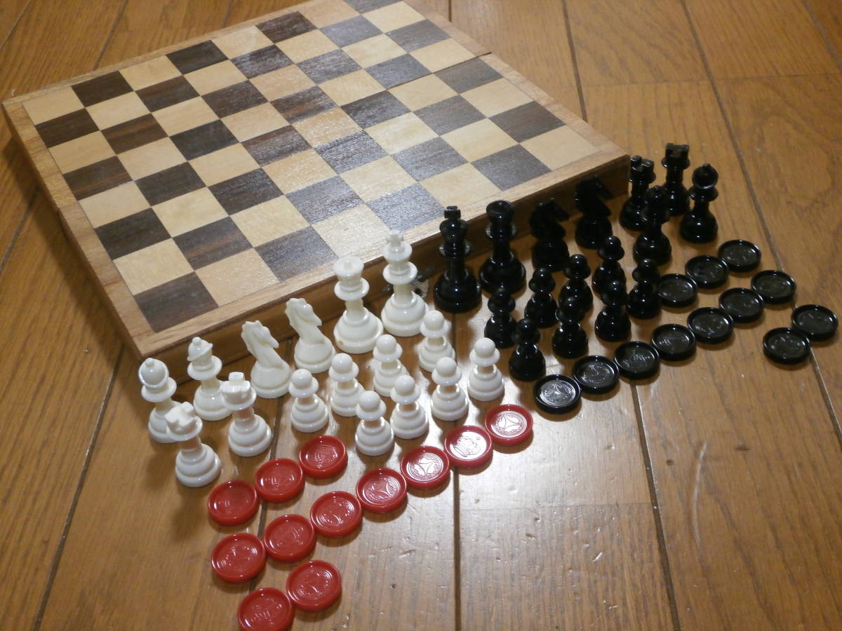 チェス　セット　木製　チェス盤　チェスボード　折りたたみ　折畳み　駒　チェスセット_画像1
