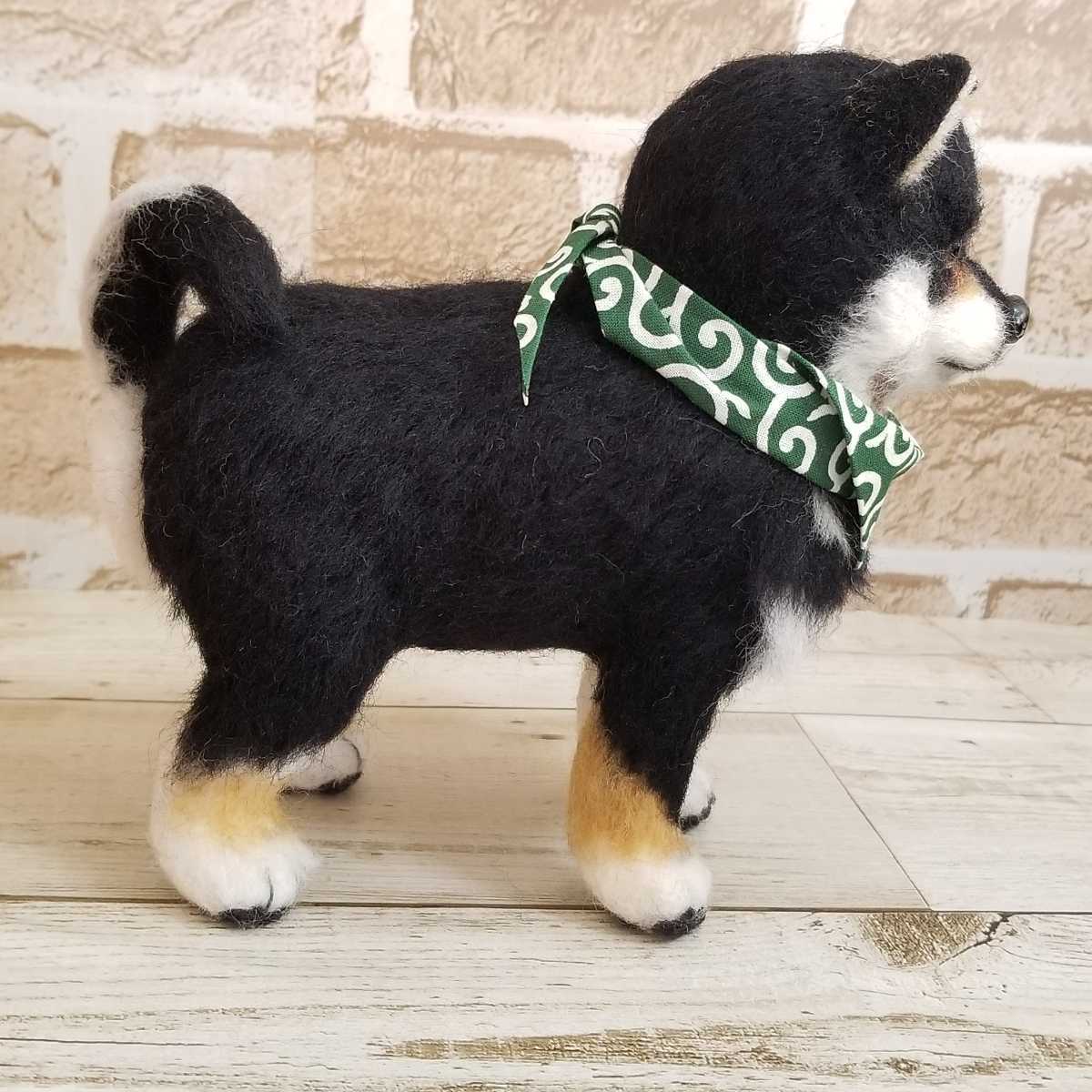 ☆羊毛フェルト 犬 豆柴 黒柴子犬 ハンドメイド☆ ☆羊毛フェルト 犬 豆柴 黒柴子犬 ハンドメイド☆