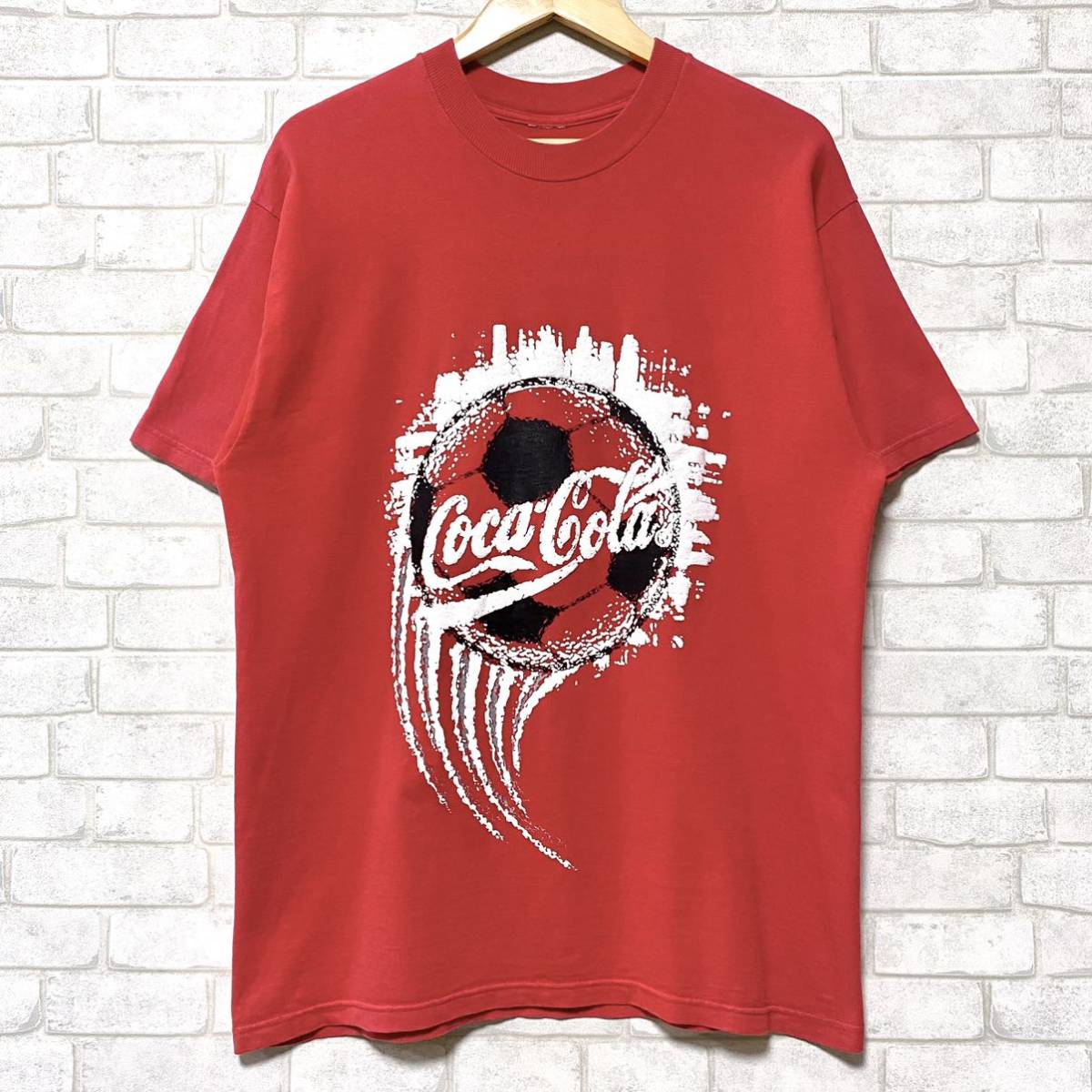 Coca-Cola コカコーラ サッカーボール 発泡プリント Tシャツ_画像2