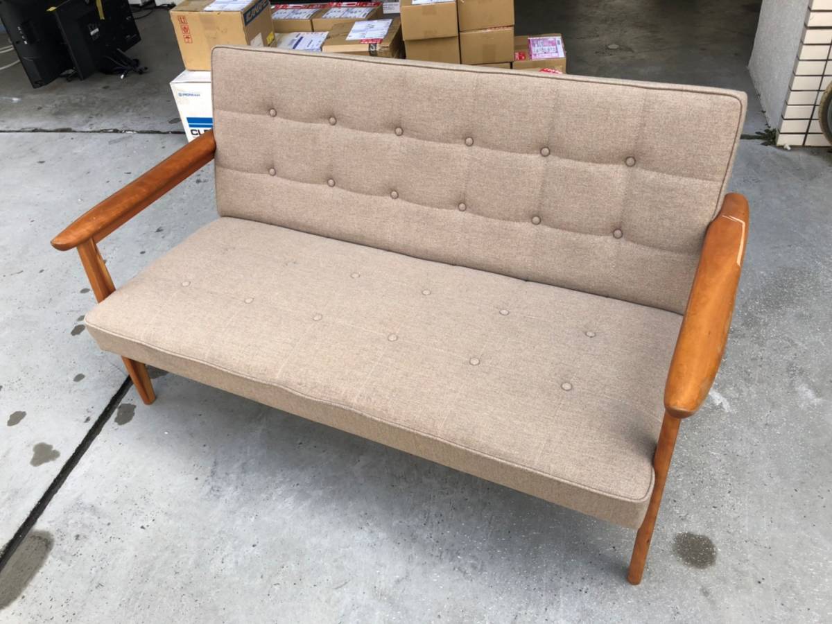 ADK340T カリモク60 Kチェア2シーター フラノベージュ (チェリー材
