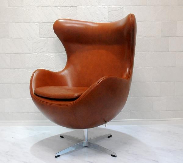 ランキング上位のプレゼント レザー仕様 アルネヤコブセン エッグチェア ブラウン パーソナルチェア eggchair sofa ソファー ソファ ヤコブセン