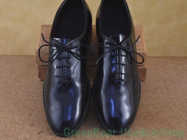 R352◆USA製【GATEWAY FORMAL FOOTWEAR】ビンテージ ドレスシューズ エナメル ワイズ細め 黒 ブラック メンズ 26.5cm_画像5