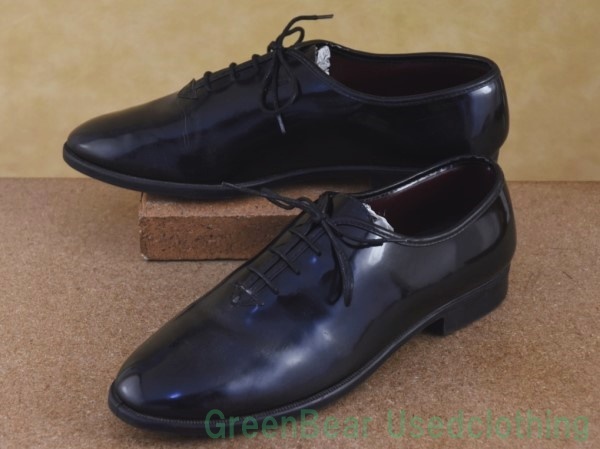 R352◆USA製【GATEWAY FORMAL FOOTWEAR】ビンテージ ドレスシューズ エナメル ワイズ細め 黒 ブラック メンズ 26.5cm_画像1