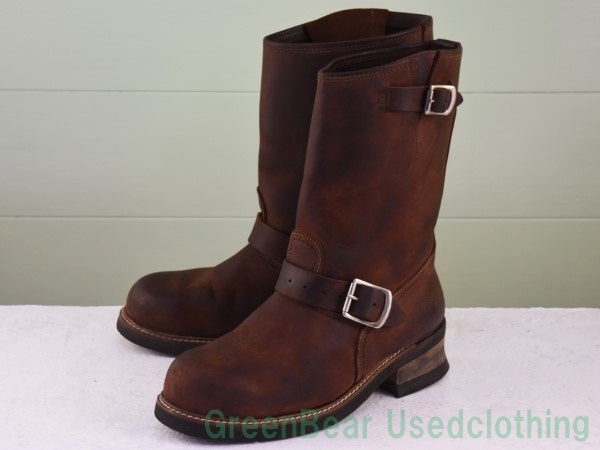 R453* Vintage [Police883] engineer boots steel tu is good taste tea Brown men's 26cm