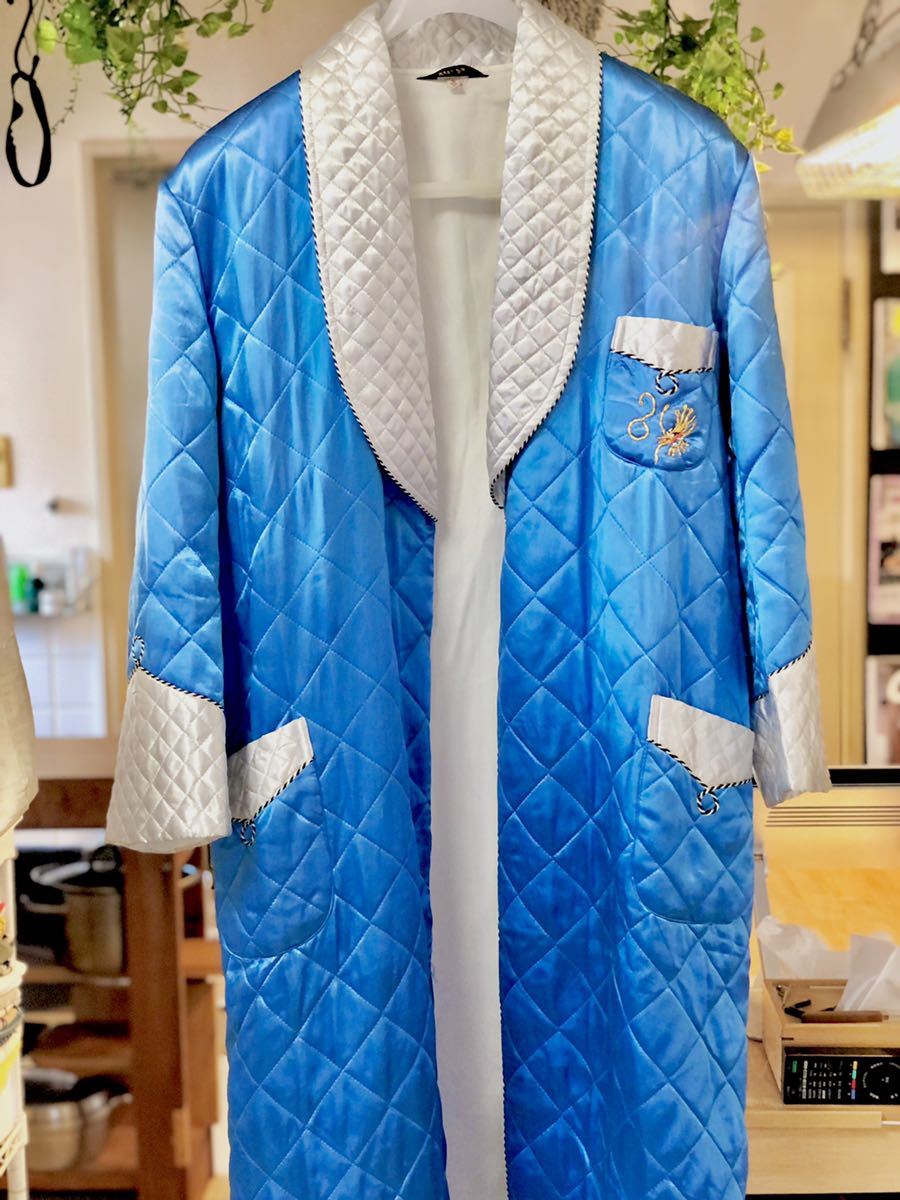 ビンテージ 　ヴィンテージ スカガウン　ジャケット　コート　 スーベニア アメカジ アンティーク　青　刺繍