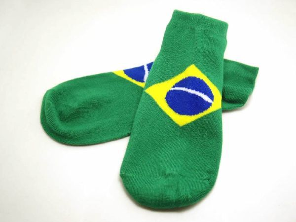  men's socks Brazil national flag pattern 25~27cm socks unused 