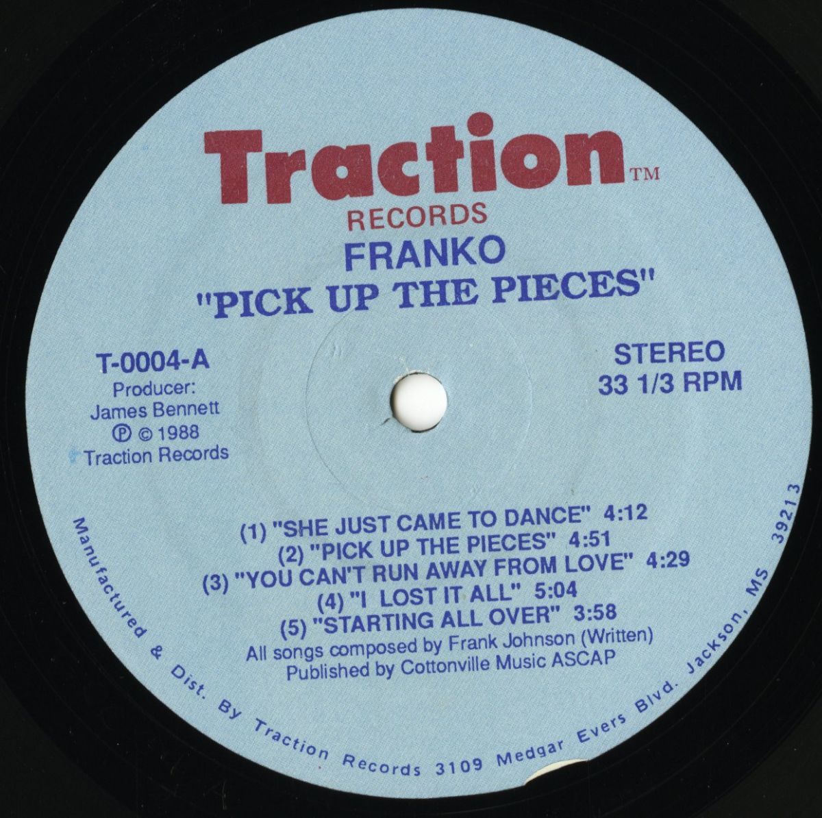 USオリジナル Franko (Frank-O)／Pick Up The Pieces【Traction】You Can't Run Away From Love, Hell Becomes Heaven 88年 LP 2ndアルバム_画像3