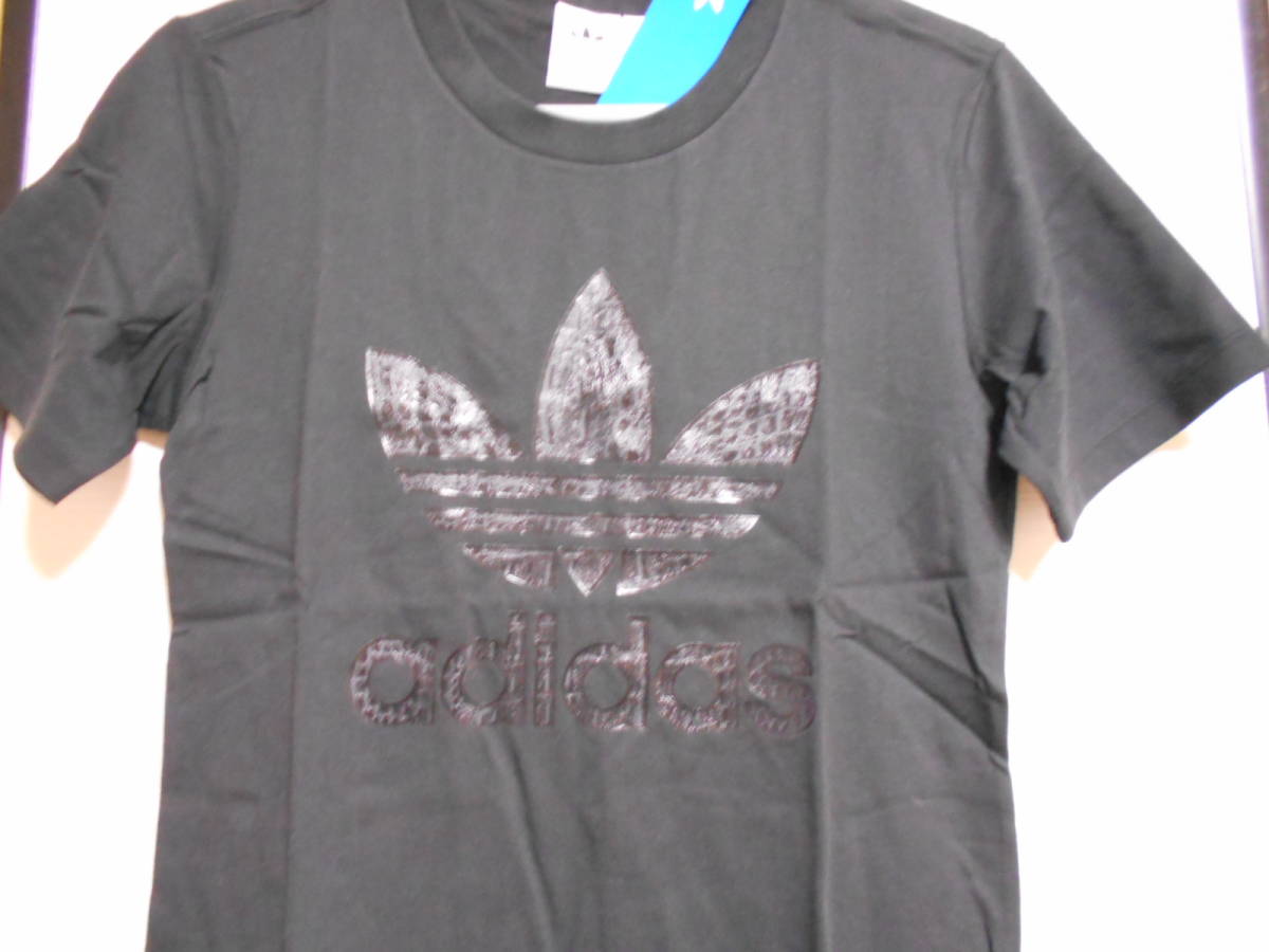  Adidas Originals adidas originals Logo black short sleeves T-shirt L *. new goods cut and sewn 