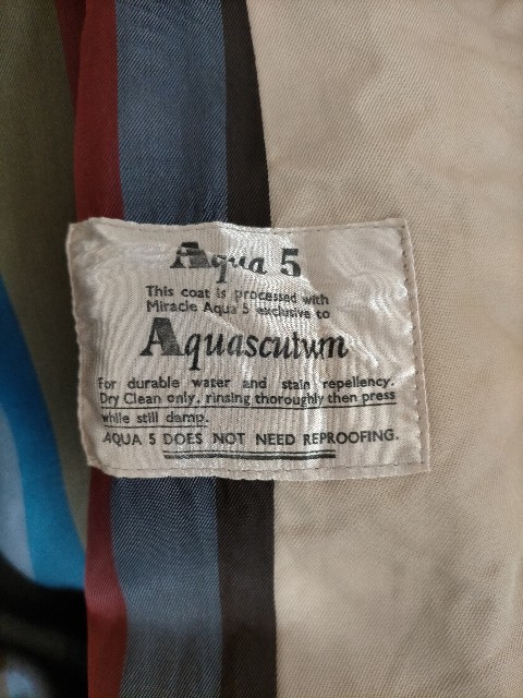 70s-80s ビンテージ 英国製 Aquascutum アクアスキュータム ステンカラー バルマカーンコート ベージュ 希少裏地ストライプ 36-38程度_画像9