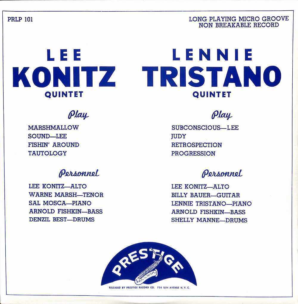 242901 LEE KONITZ WITH LENNIE TRISTANO / Lee Konitz Quintet / Lennie Tristano Quintet(10)_画像1