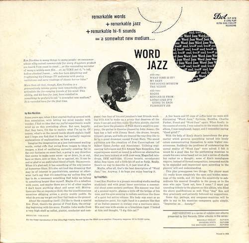 245302 KEN NORDINE, The Fred Katz Group / Word Jazz(LP)_画像2