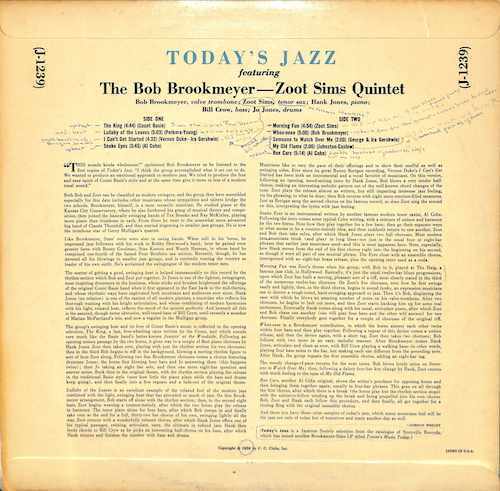 243069 BOB BROOKMEYER, ZOOT SIMS QUINTET / Today's Jazz(LP)_画像2