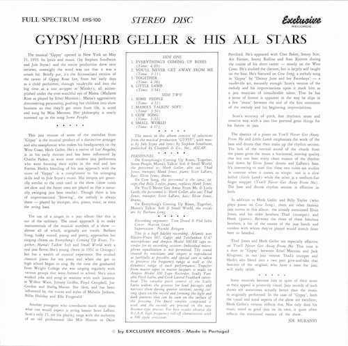 242894 HERB GELLER & HIS ALL STARS / Gypsy(LP)_画像2
