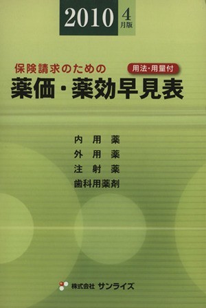 薬価・薬効早見表　２０１０年４月版／医事様式(著者)_画像1