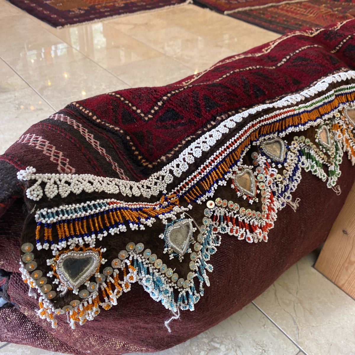 アフガニスタン絨毯の大きなクッションカバー&ピロー☆バルーチ族 