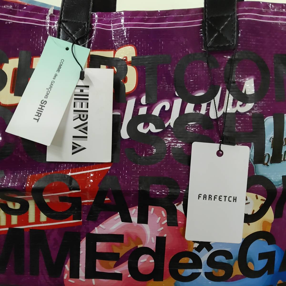 COMME des GARCONS SHIRT/コムデギャルソンシャツ/SHOPPING BAG/ショッピングバッグ/トートバッグ/新品タグ付き/総柄/お菓子×英字_画像8